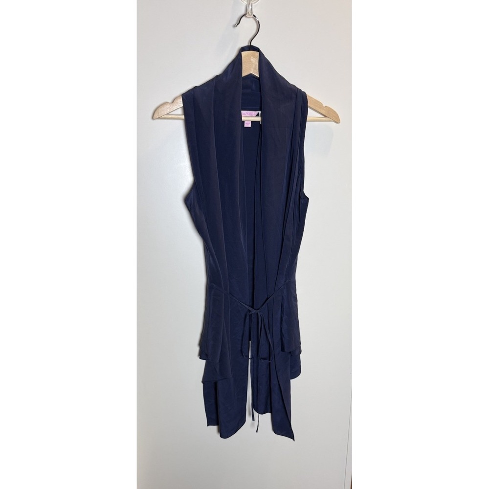 Lilly Pulitzer Hana Silk Blue Convertible Vest Small/Medium Wrap Top Coverup Tie